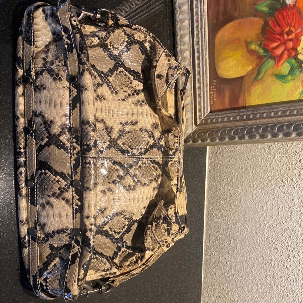 Rebecca Minkoff Snake-Print Hobo Bag in Beige, Black and Gray - Picture 8 of 12